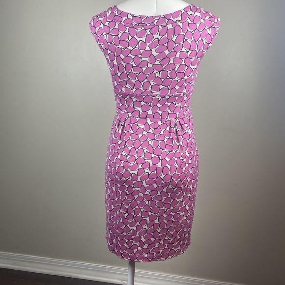 Diane Von Frustenberg DVF 100% Silk Taran Dress Cap Sleeve Pink Pattern Size 4 - Picture 7 of 11